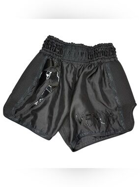Venum Classic Muay Thai Shorts Black/Black Womens Sz Small New